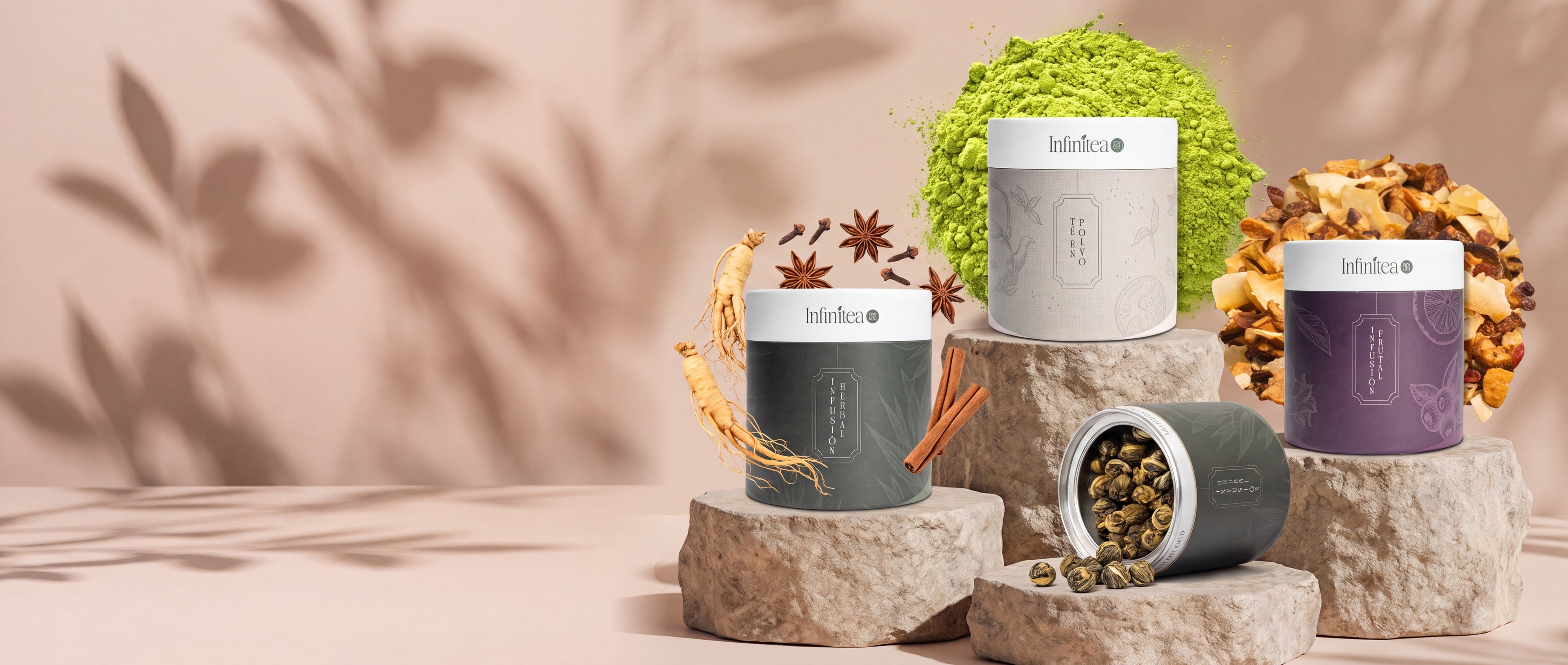 Latas Infinitea con ingredientes — hero limpio máxima definición