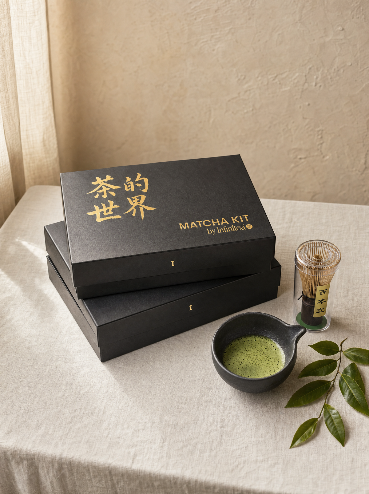 Kit matcha 5 piezas Infinitea con bowl chasen chashaku base y colador — vista 4