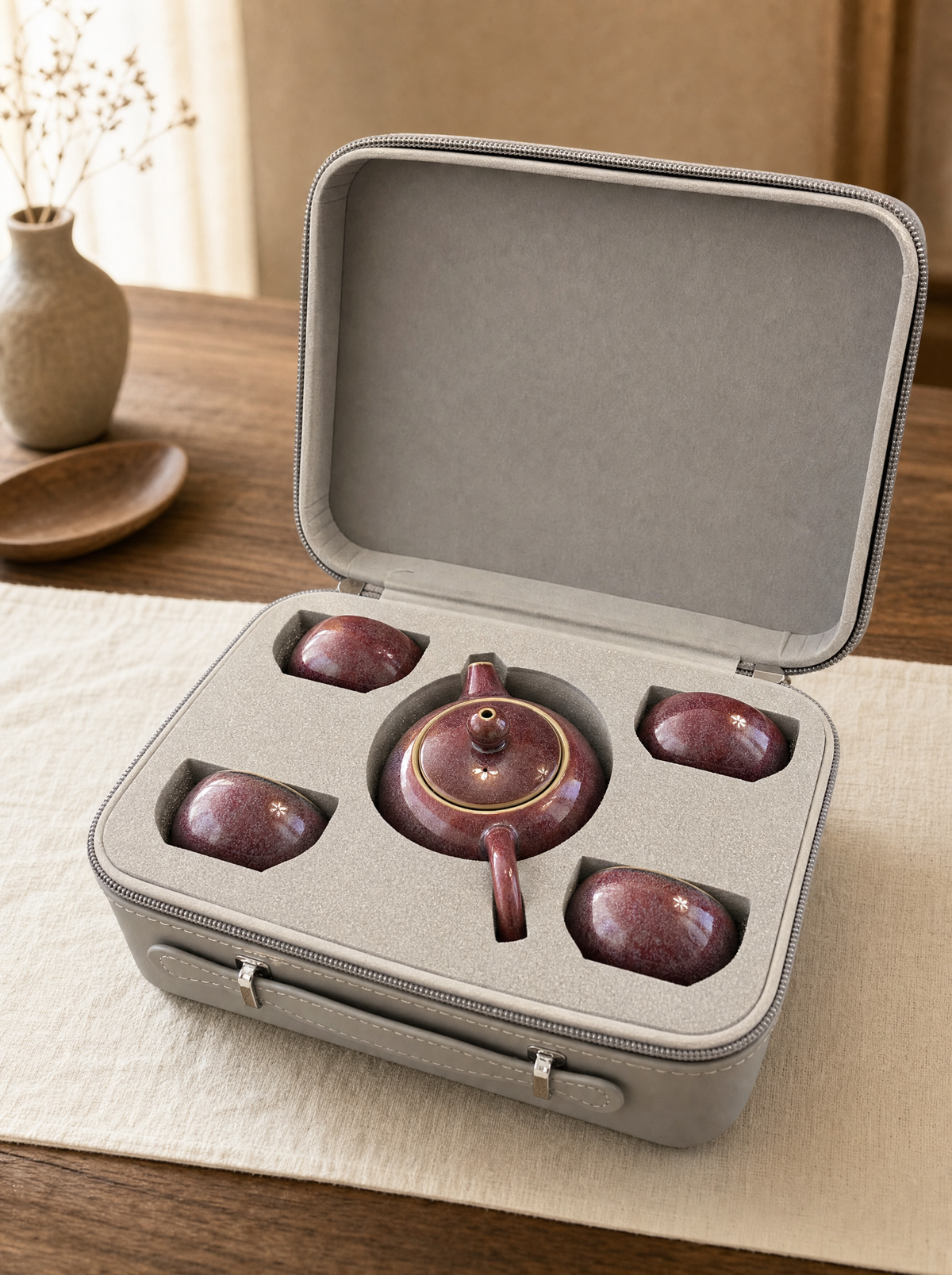 Set de té Junyao morado de viaje Infinitea — vista 2