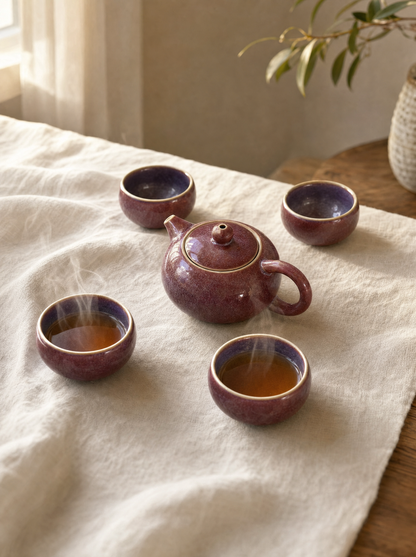 Set de té Junyao morado de viaje Infinitea — vista 3