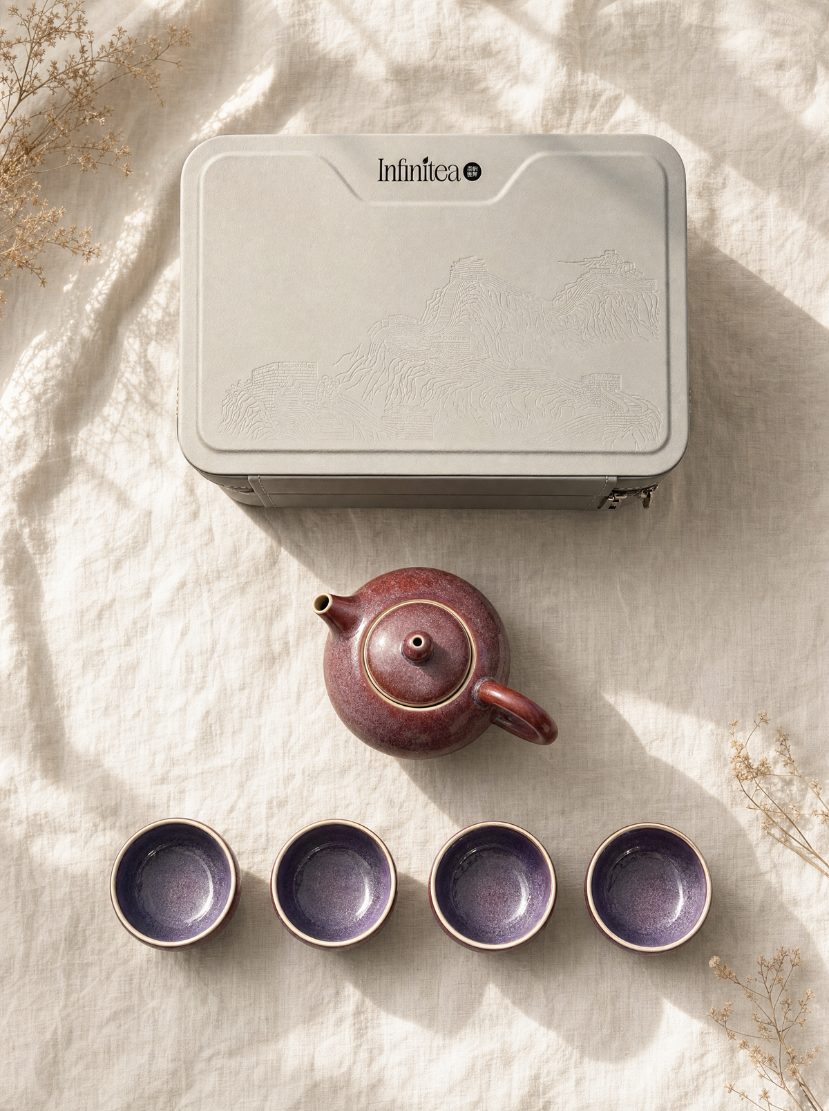 Set de té Junyao morado de viaje Infinitea — vista 4
