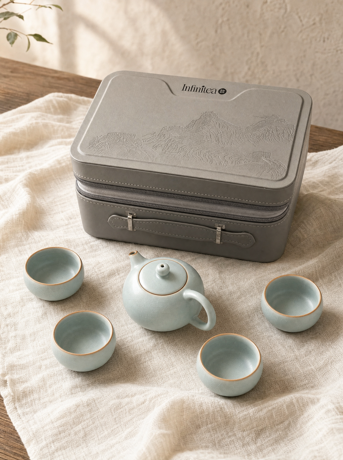 Set de té Ruyao verde celadón de viaje Infinitea — vista 1