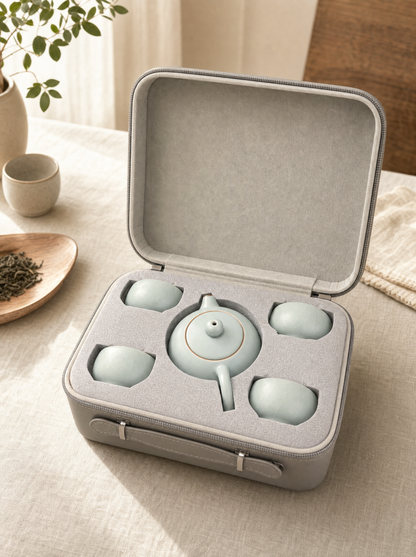 Set de té Ruyao verde celadón de viaje Infinitea — vista 2