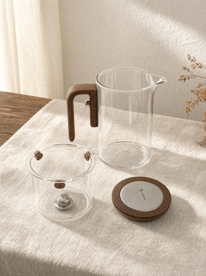 Tetera de vidrio con infusor y tapa de madera Infinitea — vista 2