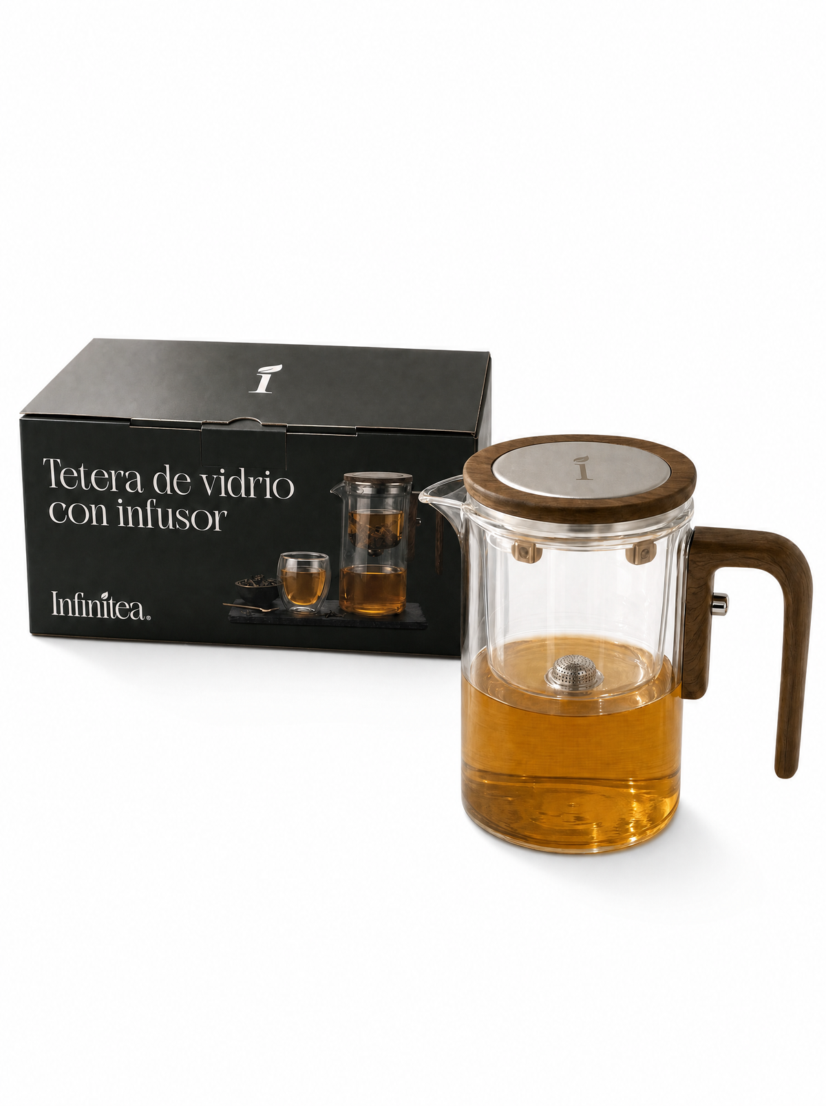 Tetera de vidrio con infusor y tapa de madera Infinitea — vista 4